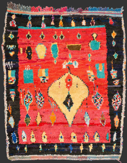 bs198, Moroccan vintage boucherouite rag rug 205 x 165 cm / 8' 10'' x 5' 6''↑